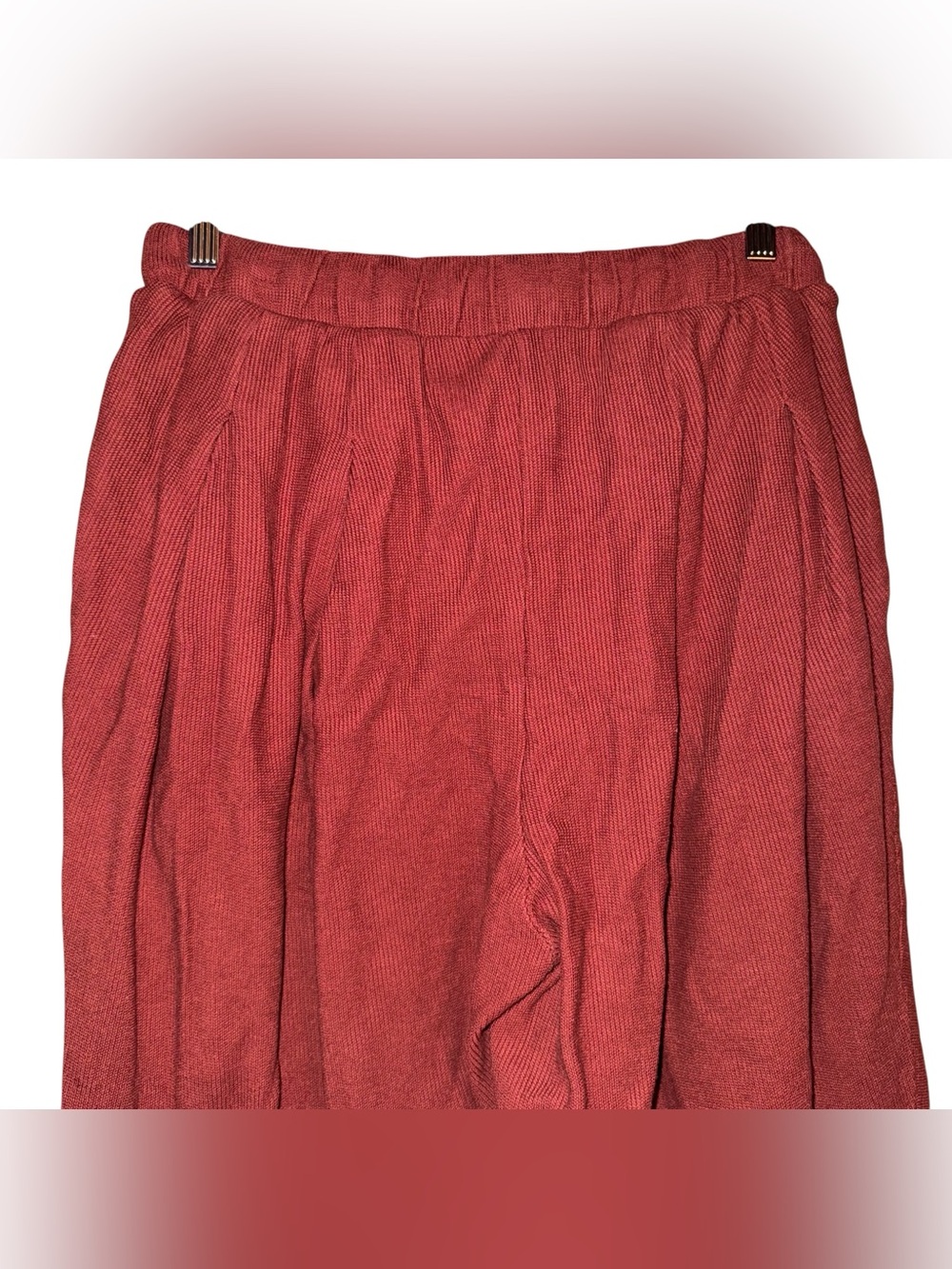 FREE PEOPLE Beach Wide Leg Cropped Day Tripper Pants Ribbed Red Size Medium - Picture 11 of 16